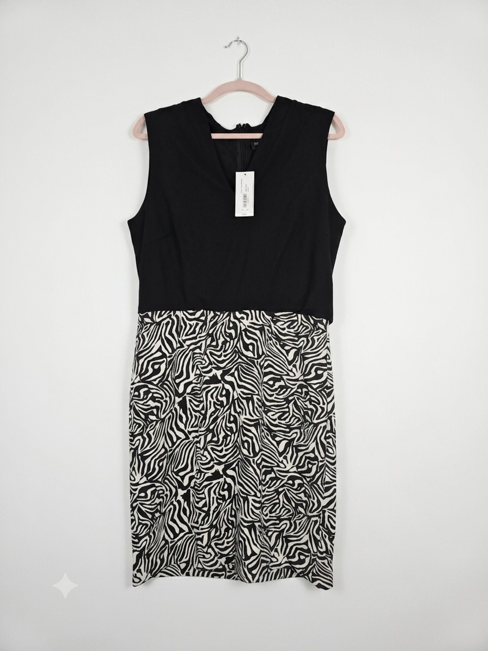 Nicole Black Top with Black & White Zebra-Print Sheath Dress